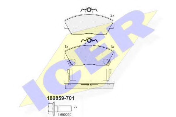 180859-701 ICER Комплект тормозных колодок, дисковый тормоз