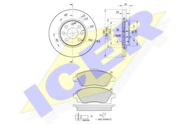 31526-9000 ICER Комплект тормозов, дисковый тормозной механизм