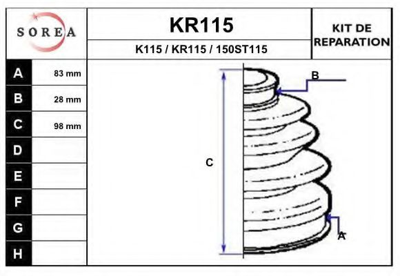KR115 EAI Комплект пылника, приводной вал