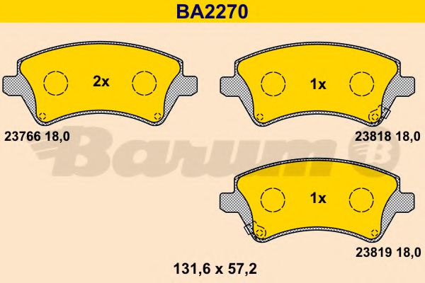 BA2270 BARUM Комплект тормозных колодок, дисковый тормоз