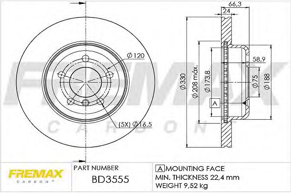 BD-3555 FREMAX Тормозной диск