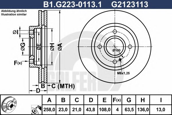 B1.G223-0113.1 GALFER Тормозной диск